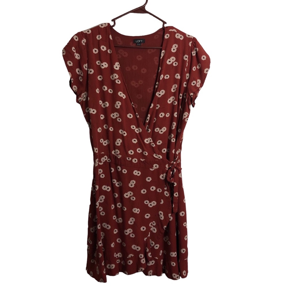 LOFT rust color cap serve wrap romper. Size 10